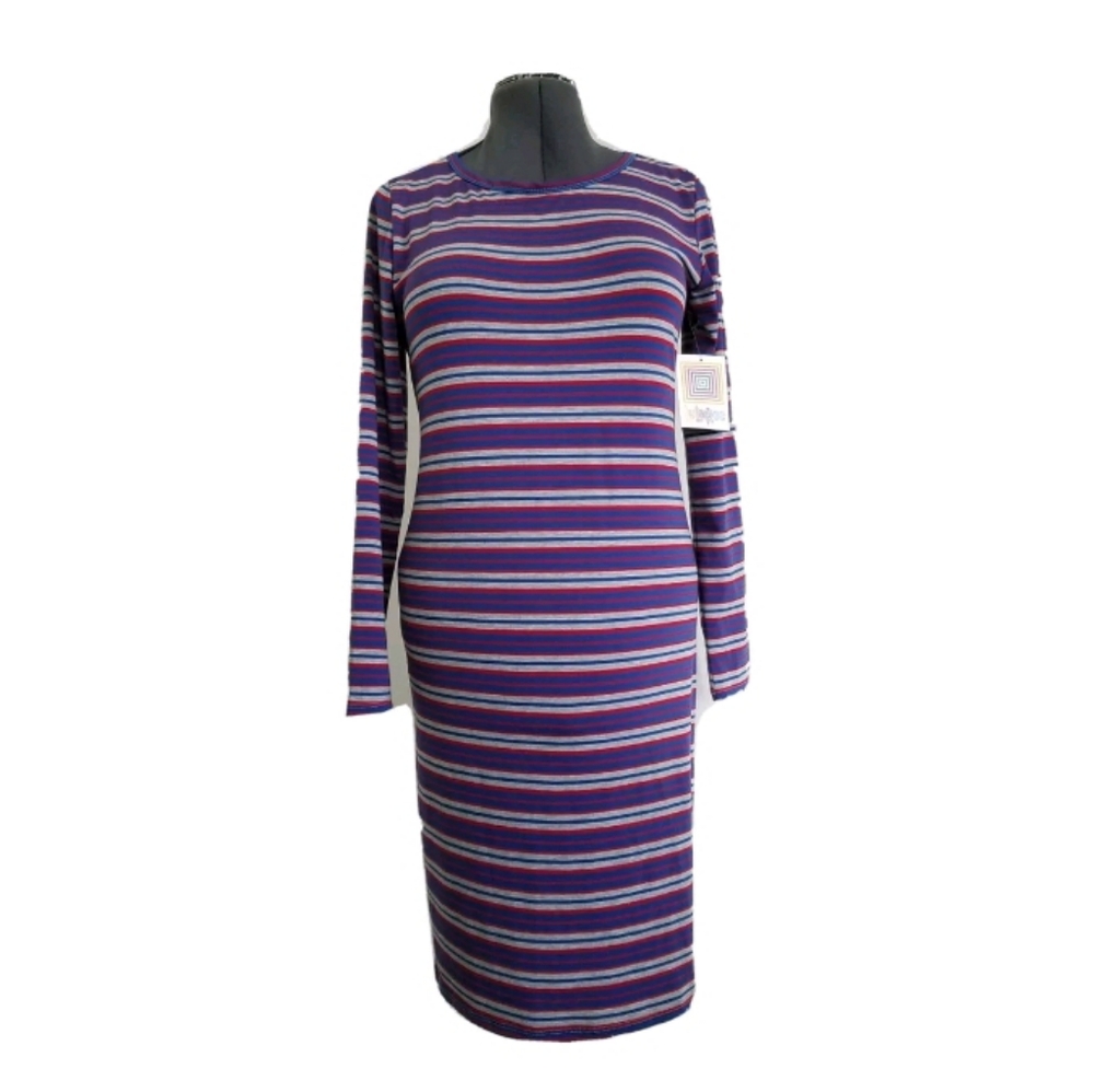 NWT Lularoe 'Debbie' Sz. L Striped Knit Dress